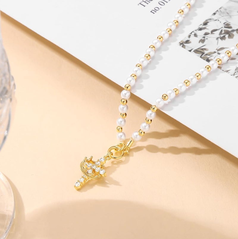 Robaice Upgraded Crown Cross Necklace for Women, 14K Gold Plated Crown Cross Pendant Necklace, Non-Tarnish Faith Jewelry for Women, Christian Religious Gifts for Her - Image 5
